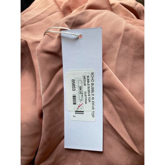 🧺Bishop + Young | NWT Boho Bubble Sleeve Top in Dusty Pink | Medium - Picture 7 of 7